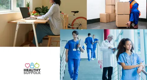 An image of people in three different workplaces