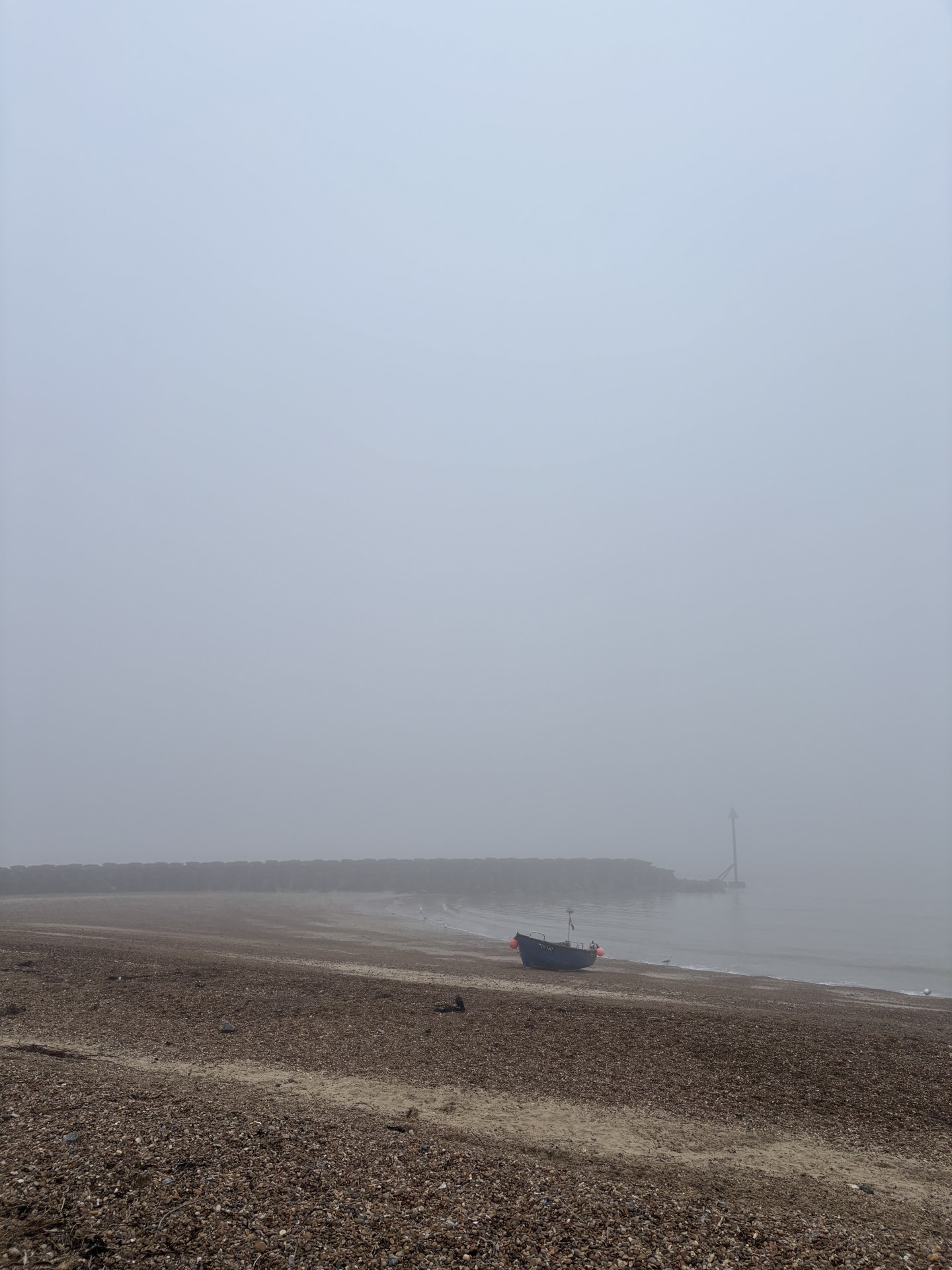 Felixstowe mist with boat.