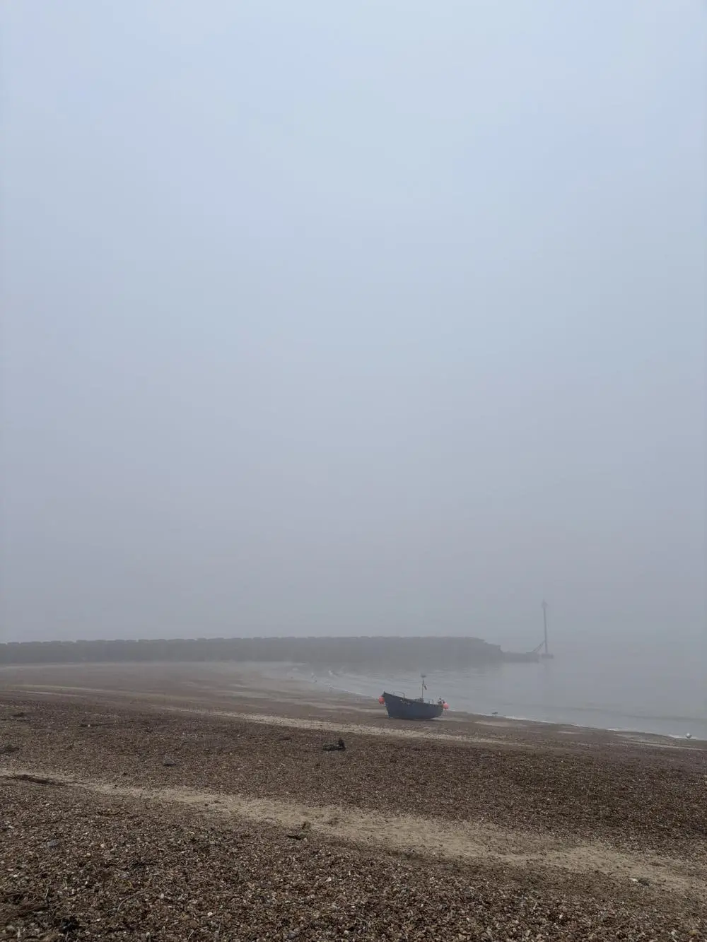 Felixstowe mist with boat.