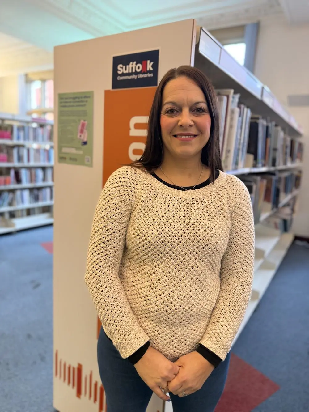 Rachael pictured in the Suffolk Community Library